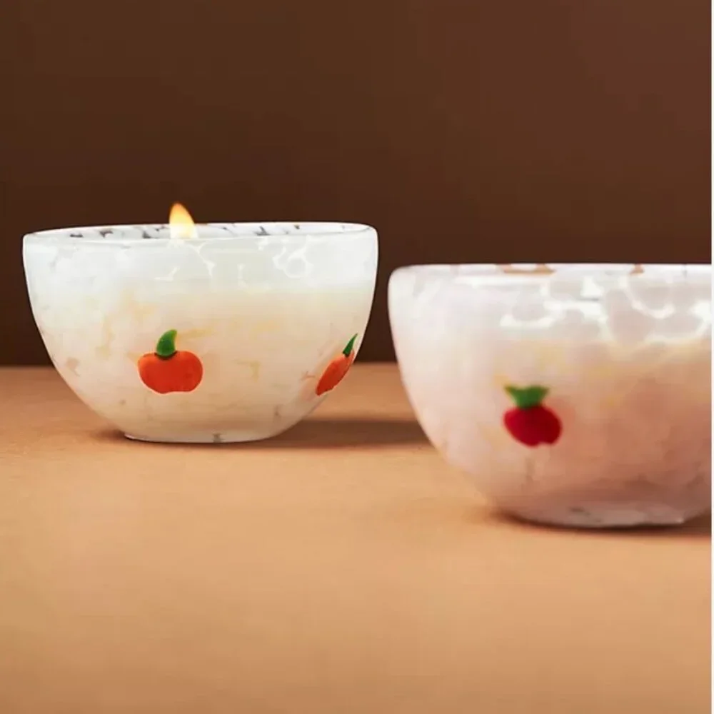 ANTHROPOLOGIE Pressed Bead Caramel Apple Cinnamon Glass Candle NEW WITH‎ TAG